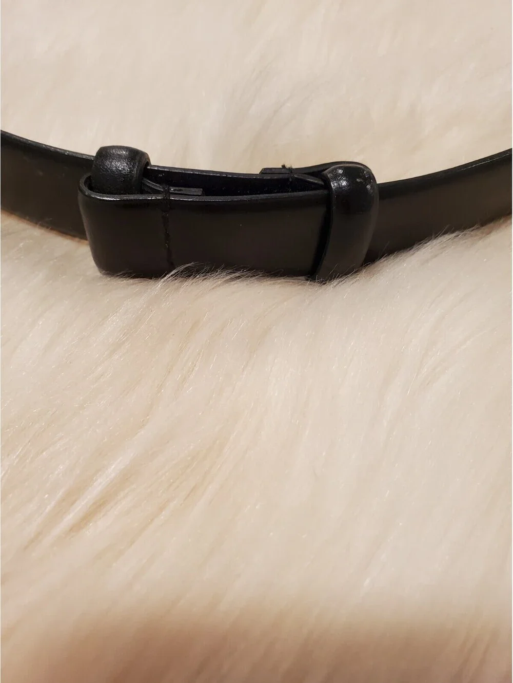 Anne Klein M/L Black Bonded Leather Belt Silver Clip Buckle Adjustable NWT